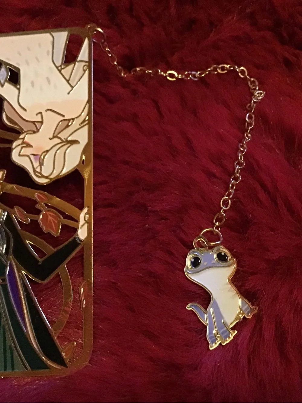 Disney Gold-Tone Bookmark with White Enamel Salamander Charm